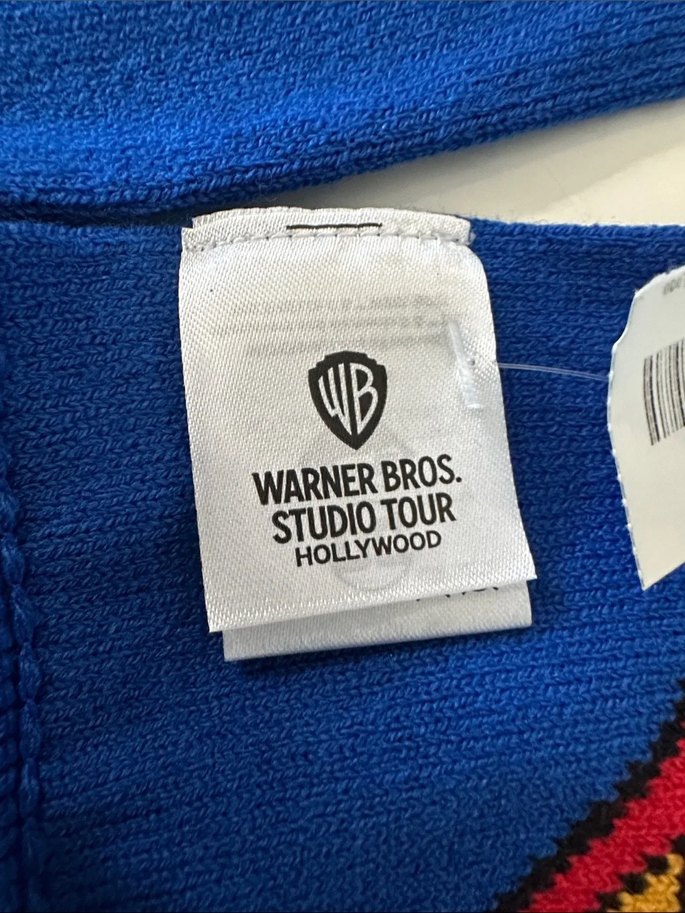 Warner Bros. Blue Superman Knit Scarf with Red & Yellow Shield. NWT.